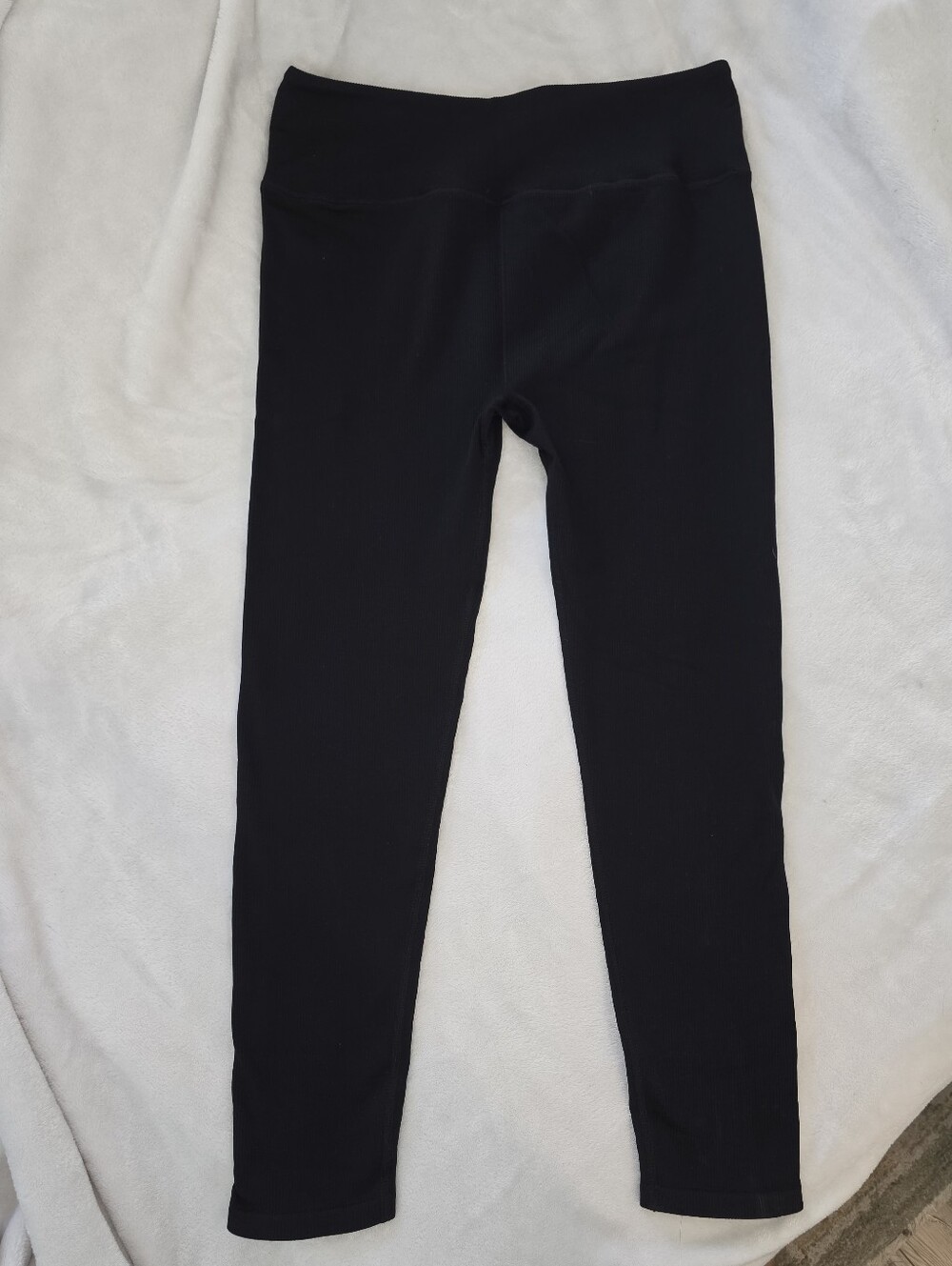Fabletics Womens XL Black Ribbed High-Waist Leggings New w/Tags 25" Inseam